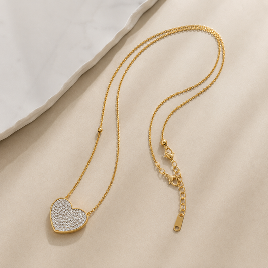 Elegant Crystal Heart Pendant Necklace