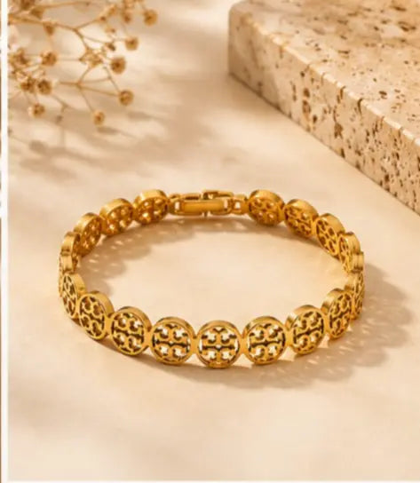 Elegant Gold Round Link Bracelet for Women – Stylish Fashion Jewelry