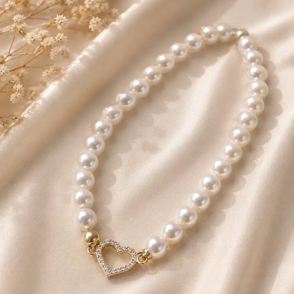 Pearl Heart Charm Necklace