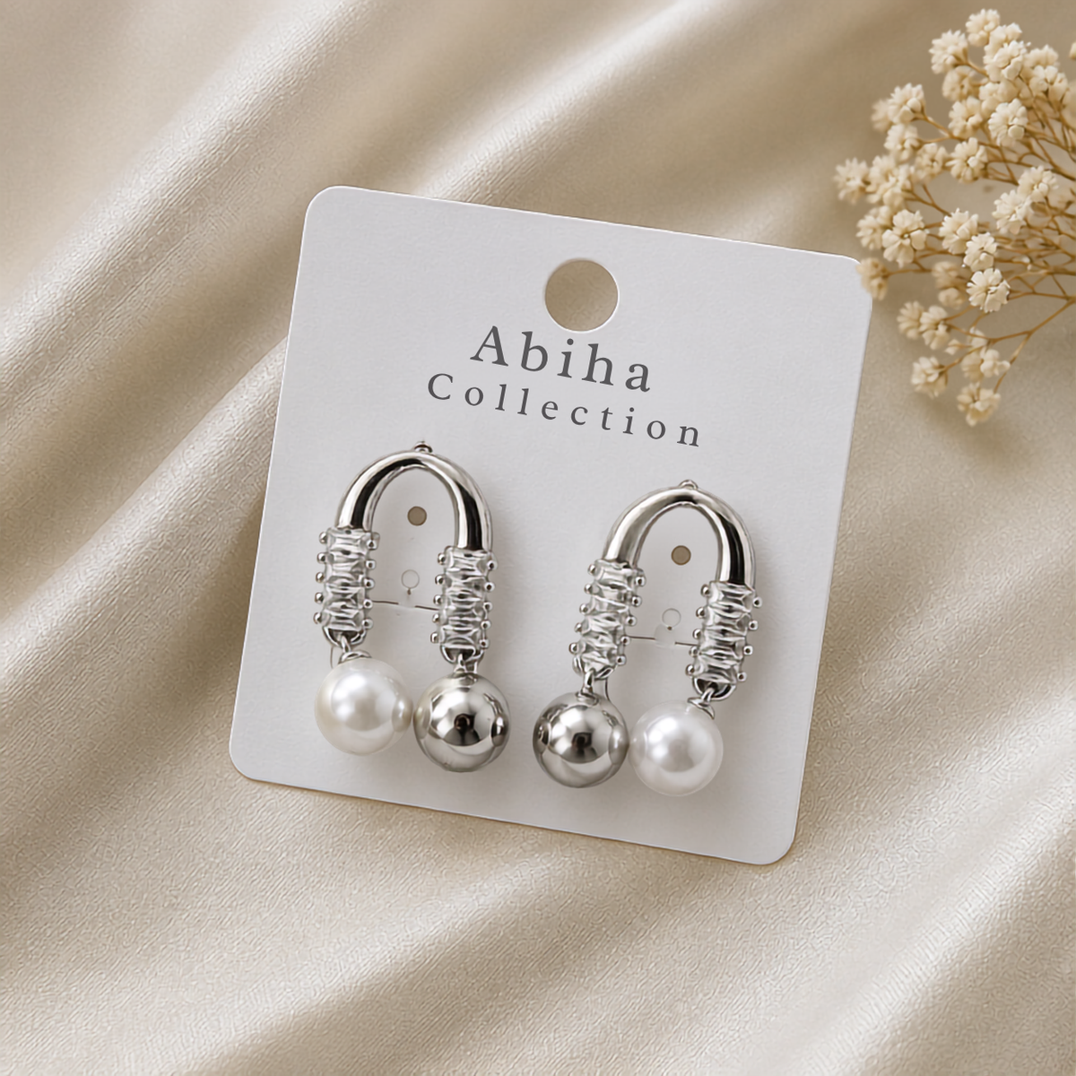Elegant Gold Pearl & Crystal Drop Earrings
