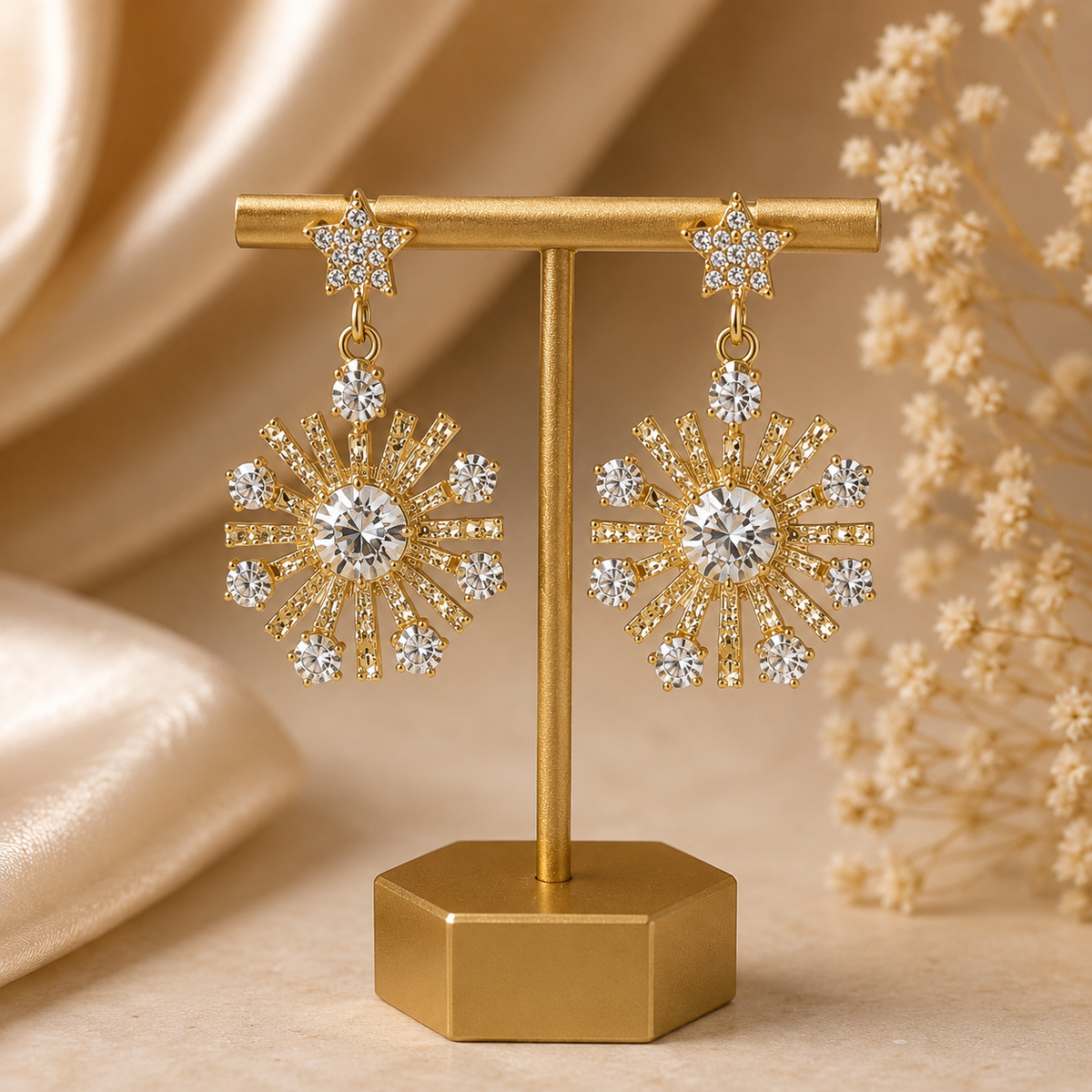 Starburst Crystal Drop Earrings