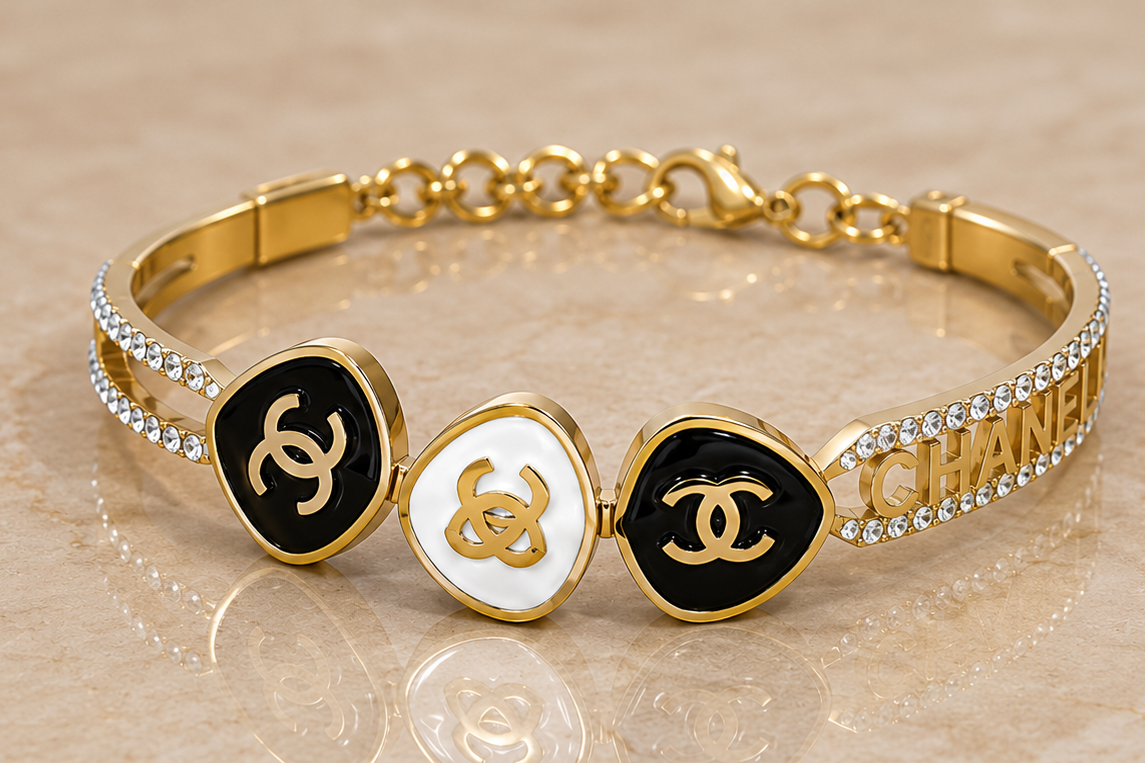 CC Enamel Charm Bracelet