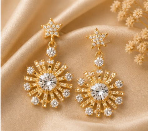 Starburst Crystal Drop Earrings