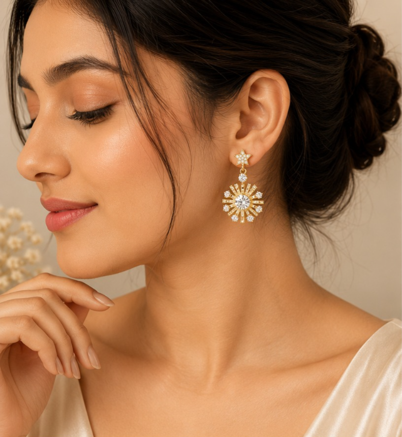 Starburst Crystal Drop Earrings