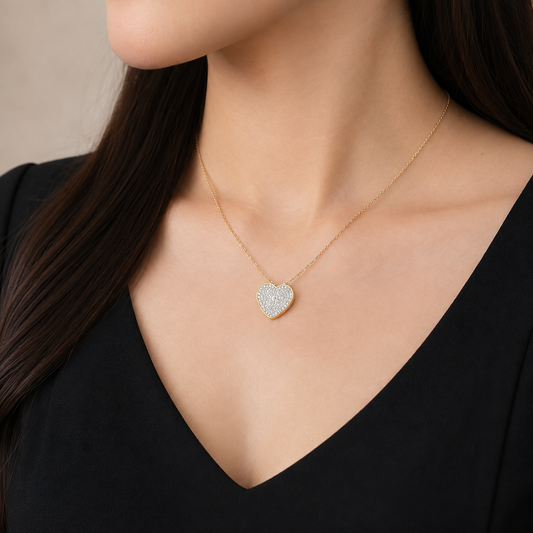 Elegant Crystal Heart Pendant Necklace