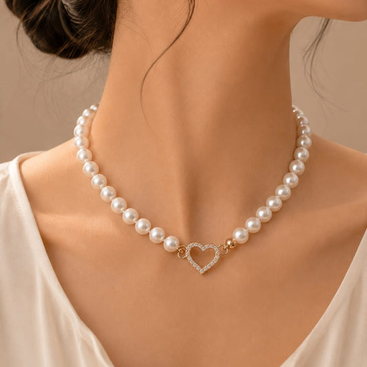 Pearl Heart Charm Necklace