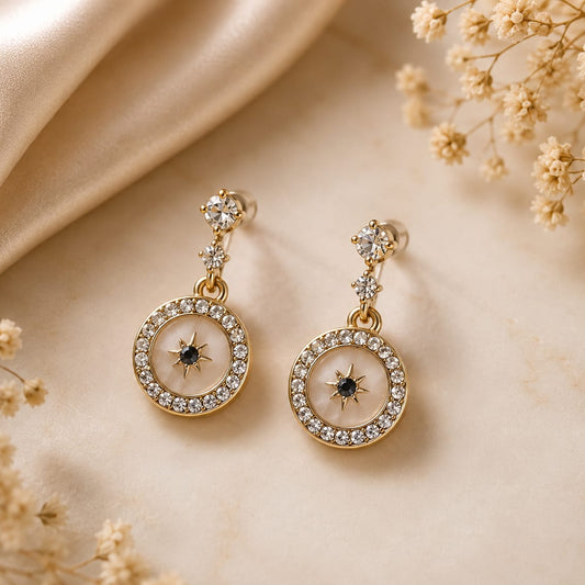 Elegant Crystal Compass Drop Earrings
