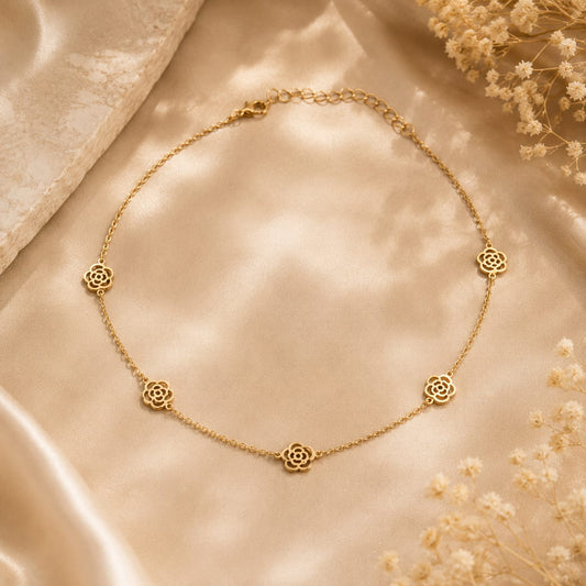Elegant Golden Floral Chain Necklace