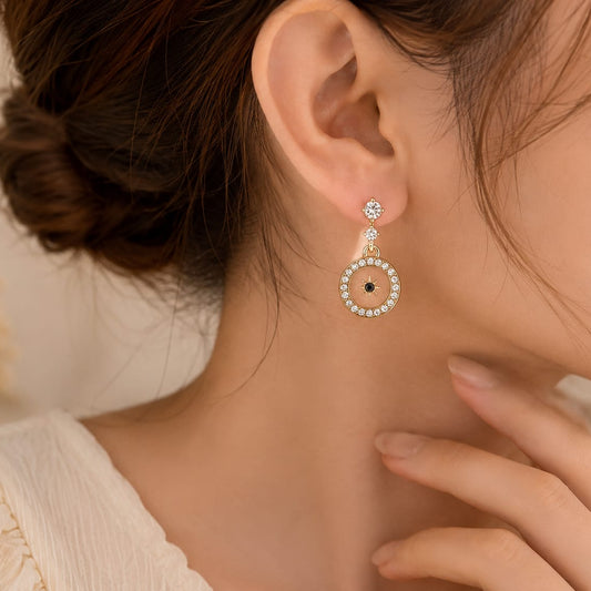 Elegant Crystal Compass Drop Earrings