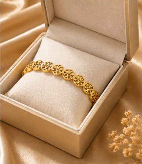 Elegant Gold Round Link Bracelet for Women – Stylish Fashion Jewelry