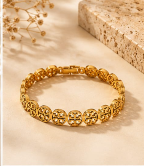 Elegant Gold Round Link Bracelet for Women – Stylish Fashion Jewelry