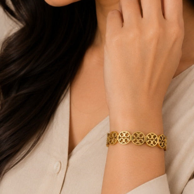 Elegant Gold Round Link Bracelet for Women – Stylish Fashion Jewelry