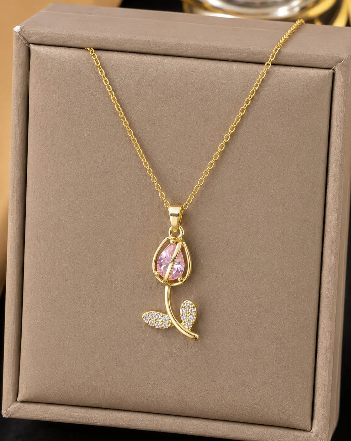 Crystal Teardrop Pendant Necklace