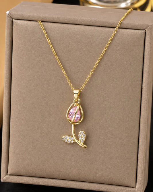 Crystal Teardrop Pendant Necklace