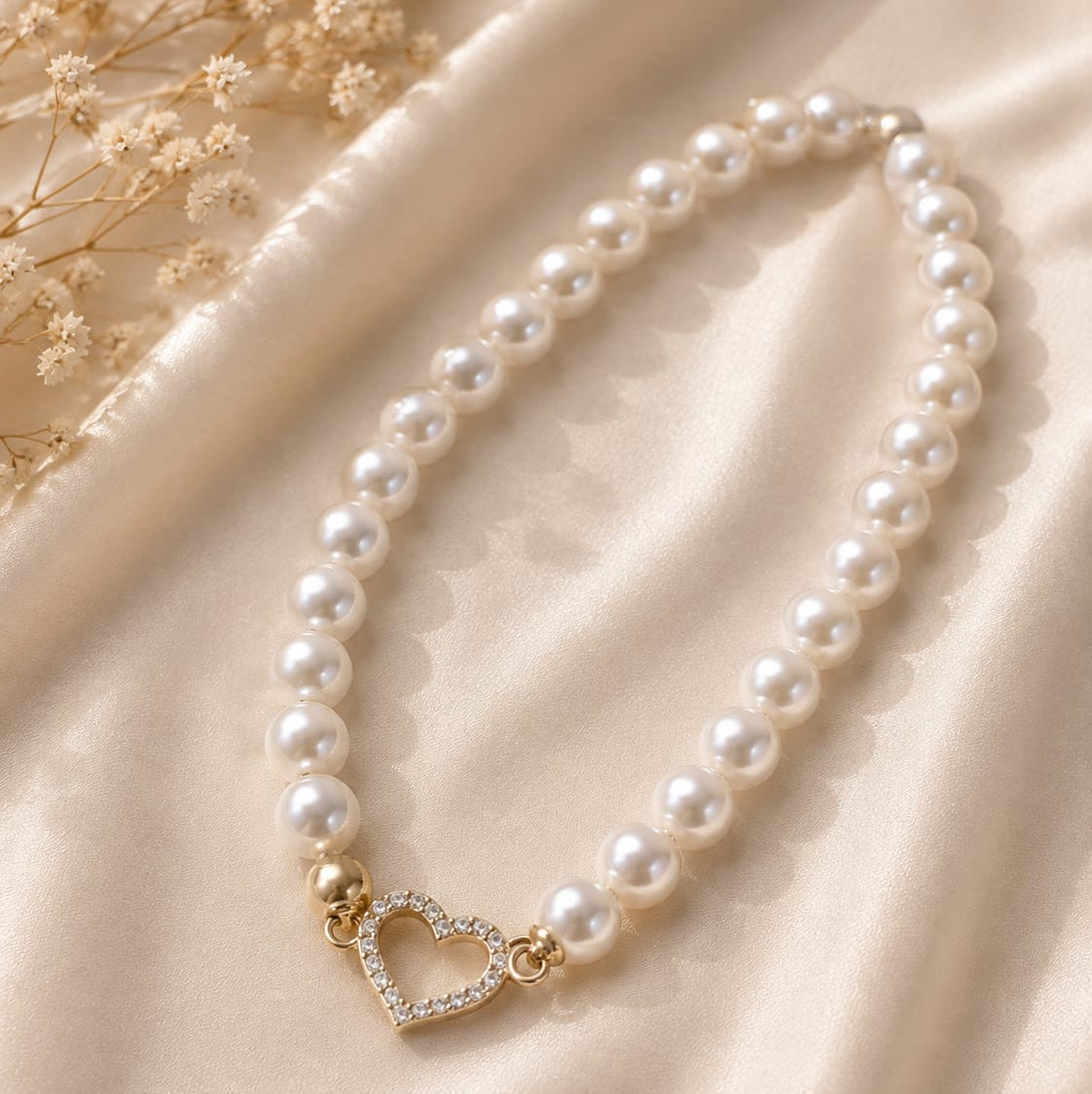 Pearl Heart Charm Necklace