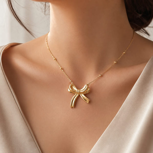 Elegant Bow Pendant Necklace