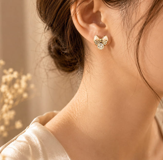 Elegant Bow Crystal Stud Earrings