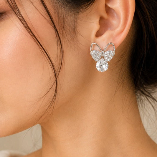 Elegant Crystal Butterfly Drop Earrings